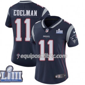 Camiseta Mujer NFL New England Patriots Julian Edelman 11 Nike Azul II 2019 Super Bowl LIII 